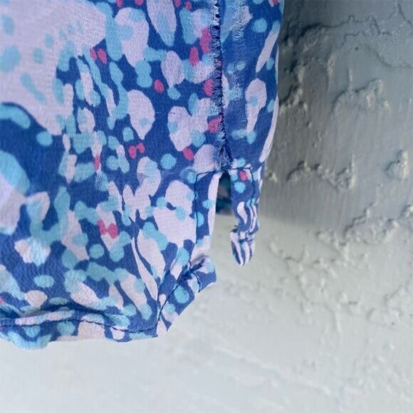 Lilly Pulitzer Elsa Silk Top Indigo Good Reef Size XL - Picture 5 of 11